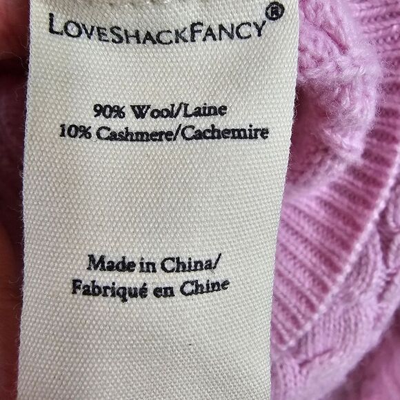 LoveShackFancy Calloway Crop Sweater in Pale Rose - Size XS - Picture 10 of 11